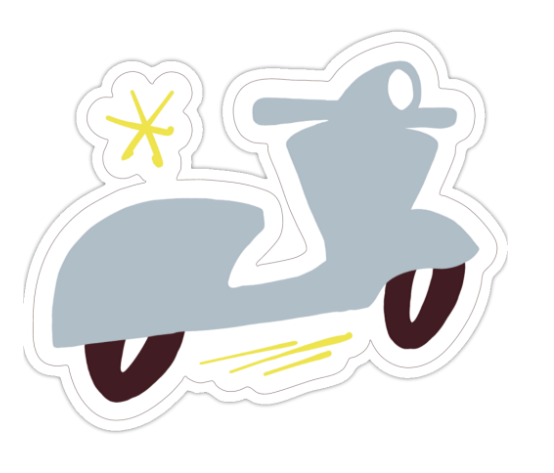 Silver Scooter Classic Scooter Sticker