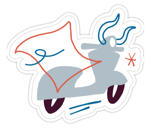 Silver Scooter Toro Scooter Sticker